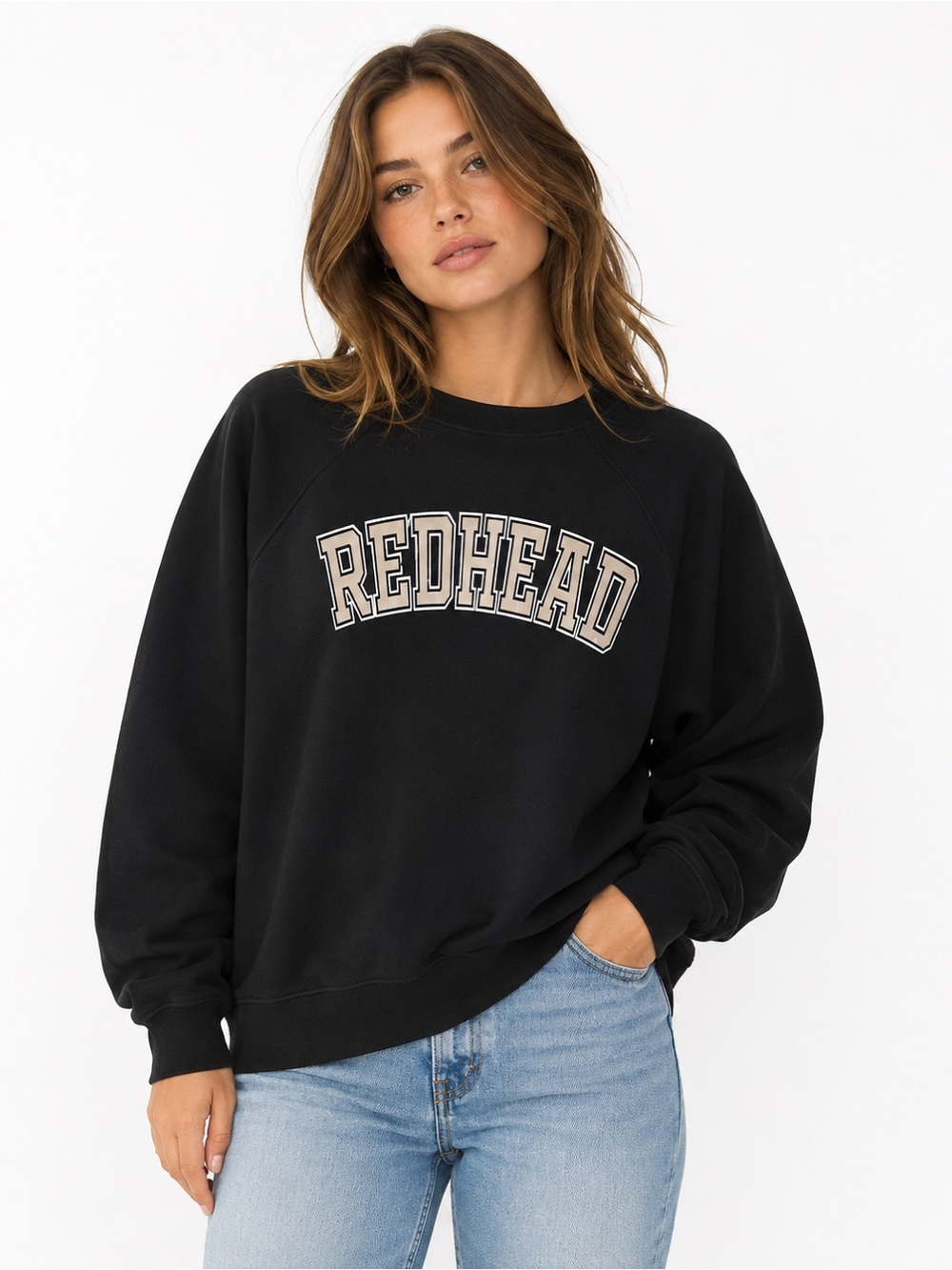 Brunette the label Redhead womens Black Crewneck Sweatshirt size M/L